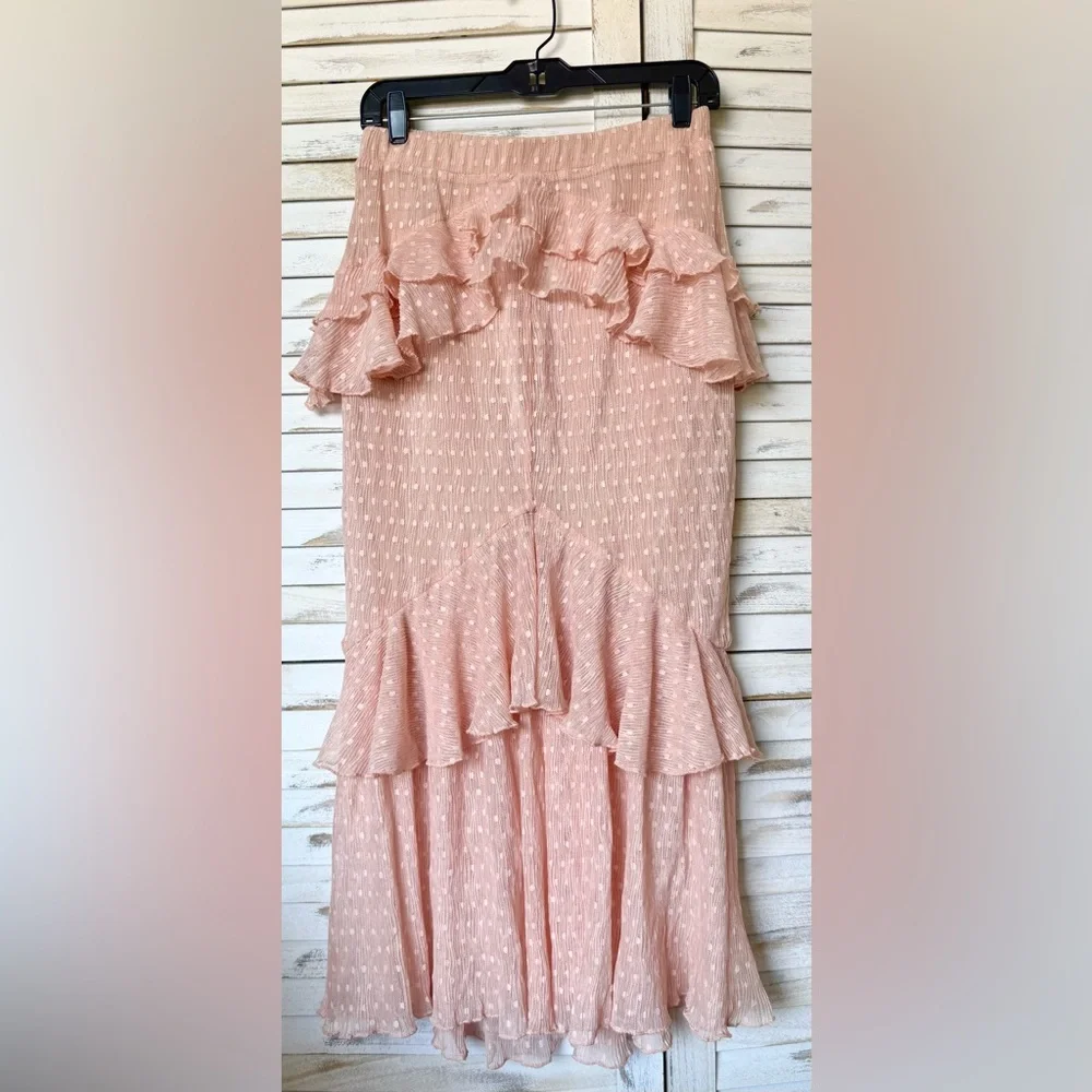 Song of Style Ada Midi Ruffle Skirt in Pink Blush | REVOLVE Size Medium